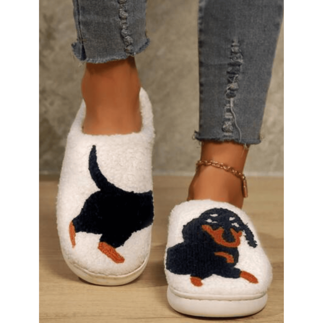 Pavoco Hausschuhe 36-37 Flauschige Hausschuhe für Unisex warm mit Hundemotiv Winter bequem