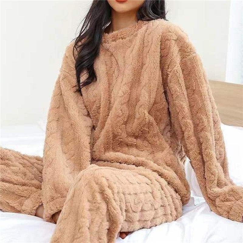 Pavoco Herren Schlafanzüge & Loungewear Braun Kuscheliges Fleece Pyjama für Damen weich atmungsaktiv ideal für entspannte Nächte
