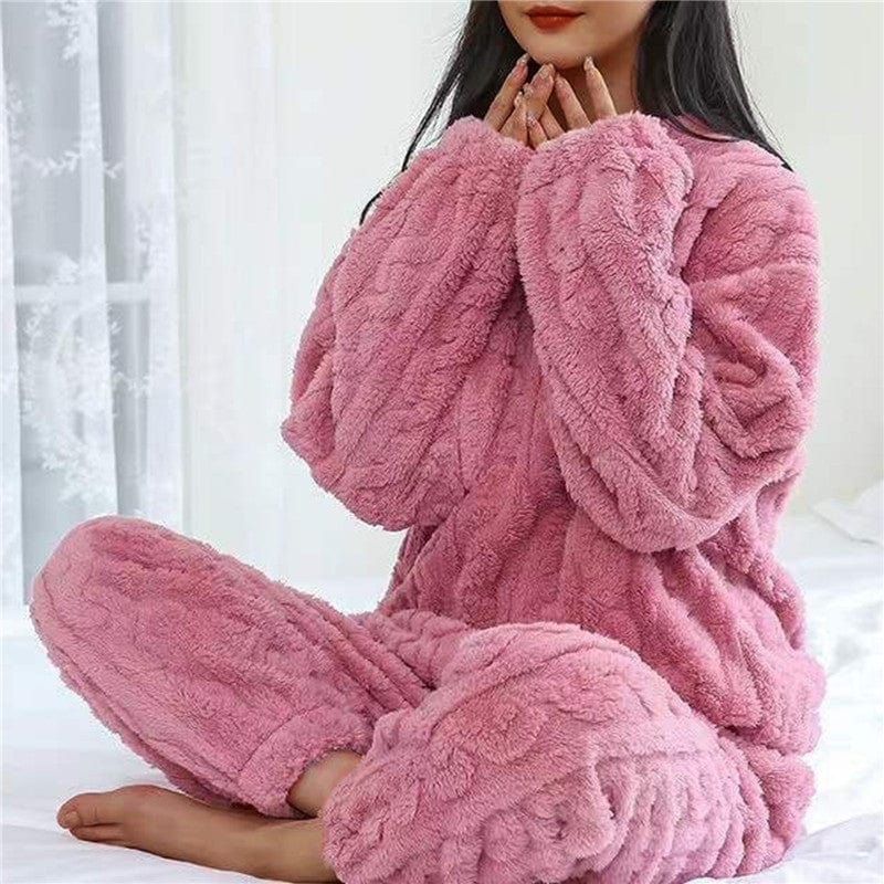 Pavoco Herren Schlafanzüge & Loungewear Rosa Kuscheliges Fleece Pyjama für Damen weich atmungsaktiv ideal für entspannte Nächte
