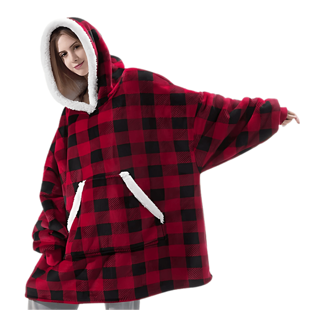 Pavoco Hoodies & Sweatshirts Lumber Jack Kuschelige Hoodie Decke für Damen übergroß aus Fleece mit praktischer Tasche Winter
