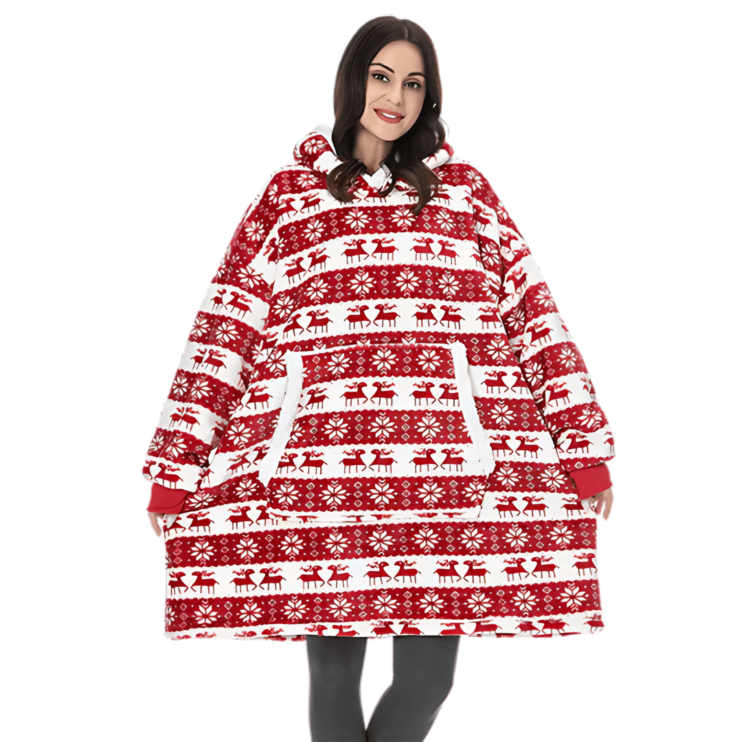 Pavoco Hoodies & Sweatshirts Weihnachtsrot Kuschelige Hoodie Decke für Damen übergroß aus Fleece mit praktischer Tasche Winter