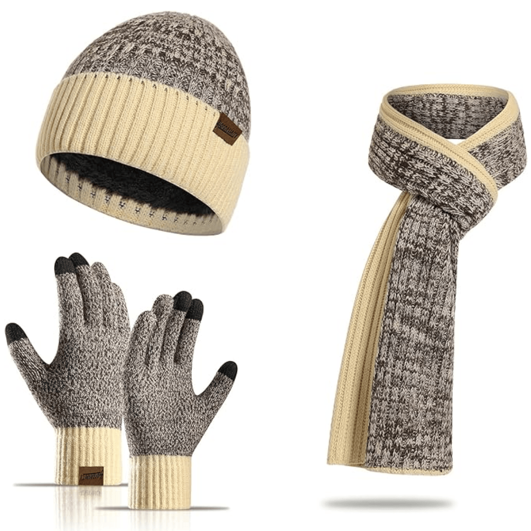 Pavoco Hüte & Handschuhe Stilvolles Winterset für Herren Mütze Handschuhe warm elastisch Strick