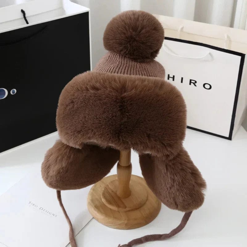 Pavoco Hüte & Mützen Braun Wärmende Trapper Mütze für Damen mit Ohrklappen wasserabweisend Winterstylisch