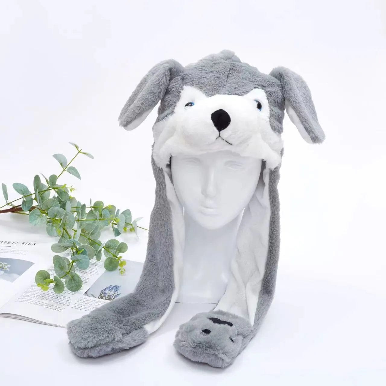 Pavoco Hüte & Mützen Husky Lustiger Winterhut für Unisex mit beweglichen Ohren und Plüschmaterial