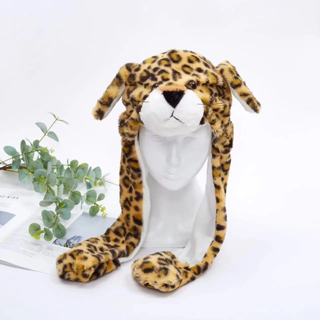 Pavoco Hüte & Mützen Leopard Lustiger Winterhut für Unisex mit beweglichen Ohren und Plüschmaterial