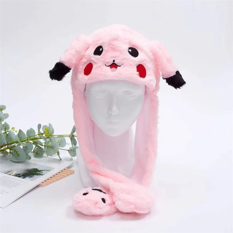 Pavoco Hüte & Mützen Pikachu Rosa Lustiger Winterhut für Unisex mit beweglichen Ohren und Plüschmaterial