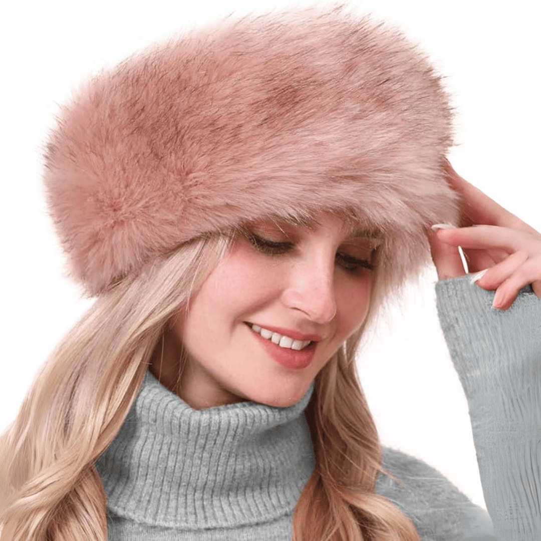 Pavoco Hüte & Mützen Rosa Stilvolles Haarband für Damen elastisch aus Kunstfell Winter warm