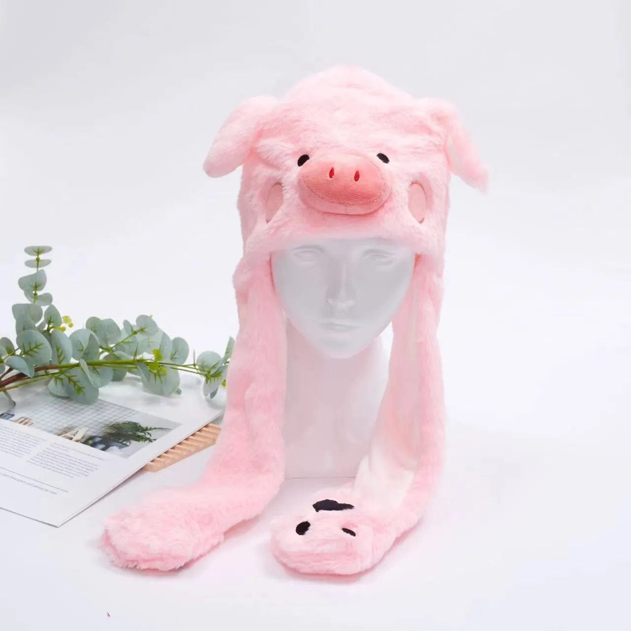Pavoco Hüte & Mützen Schwein Lustiger Winterhut für Unisex mit beweglichen Ohren und Plüschmaterial