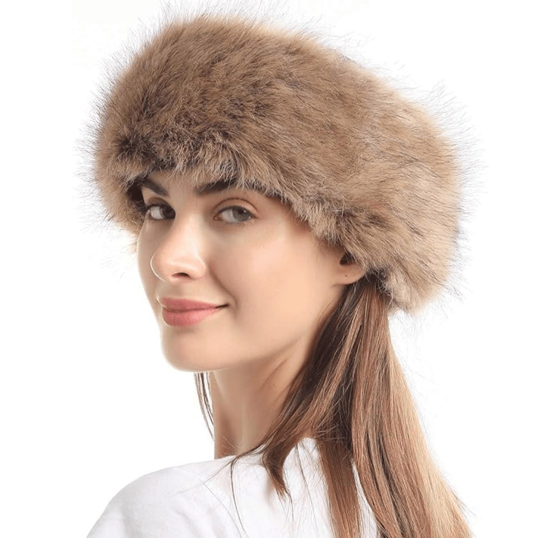 Pavoco Hüte & Mützen Waschbär Stilvolles Haarband für Damen elastisch aus Kunstfell Winter warm