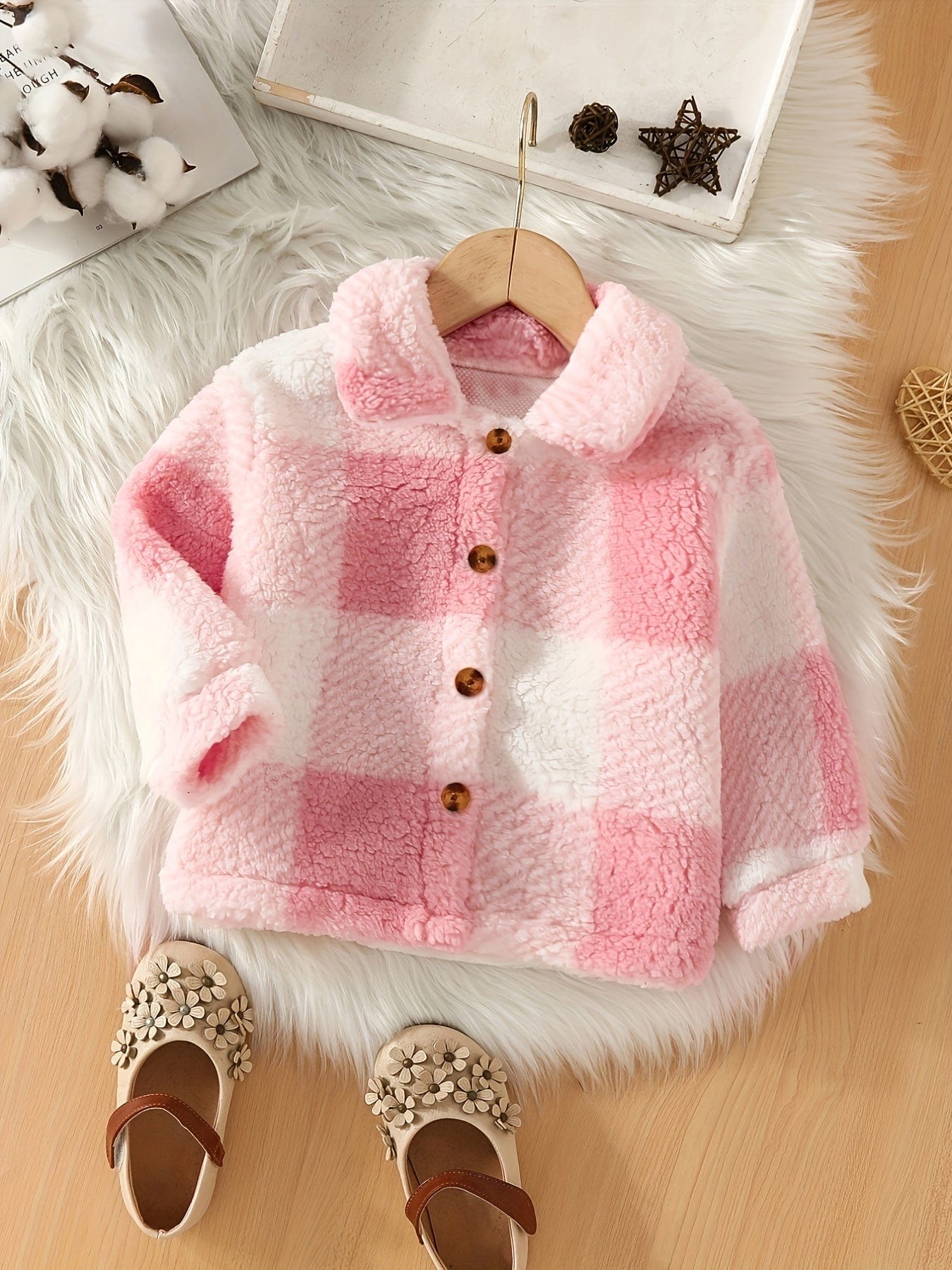 Pavoco Jacken & Mäntel Rosa / 1-2J Weiche Fleecejacke für Kinder kariert leicht warm gemütlich Winter
