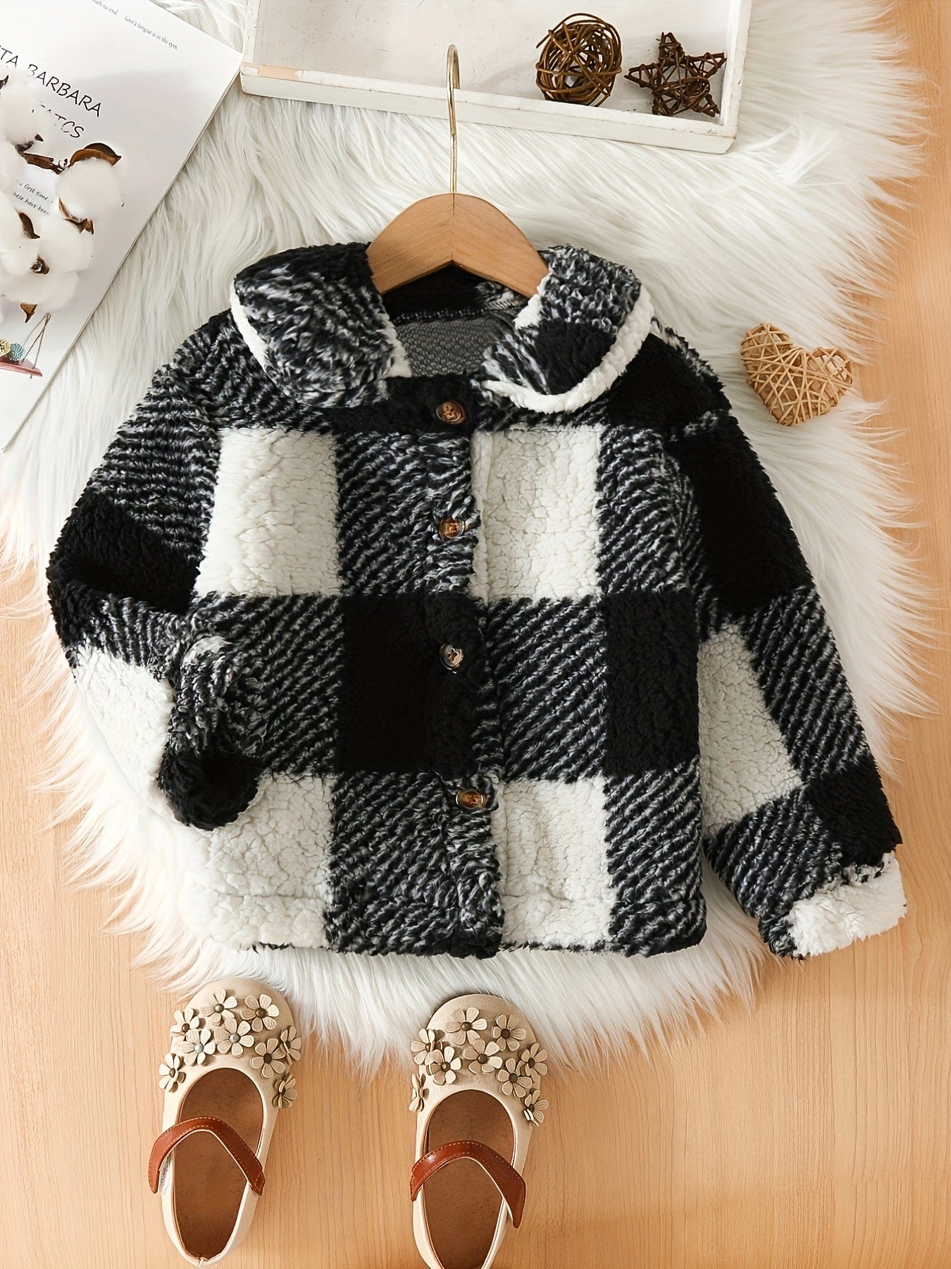 Pavoco Jacken & Mäntel Schwarz / 1-2J Weiche Fleecejacke für Kinder kariert leicht warm gemütlich Winter