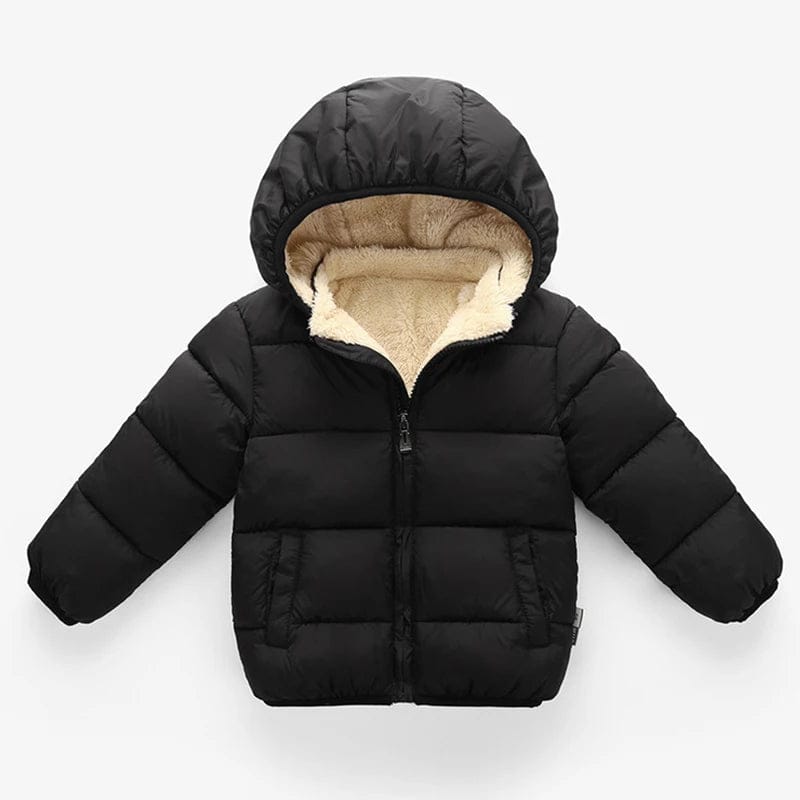 Pavoco Jacken Schwarz / 90 Warme Winterjacke für Kinder gefüttert mit Fleece Kapuze winddicht Freizeit