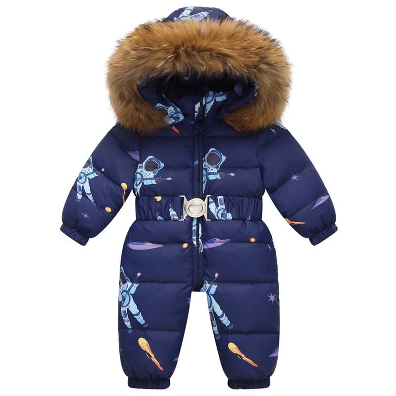 Pavoco Kinder-Schneeanzüge Blau / 2T Gefütterter Winteroverall für Kinder warm wasserdicht mit Kapuze und elastischem Gürtel