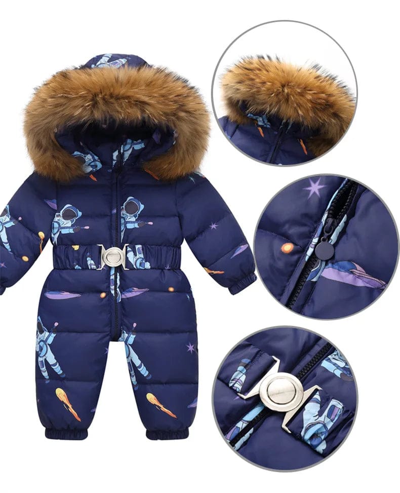 Pavoco Kinder-Schneeanzüge Gefütterter Winteroverall für Kinder warm wasserdicht mit Kapuze und elastischem Gürtel