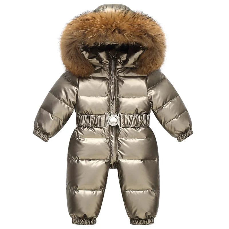 Pavoco Kinder-Schneeanzüge Gold / 2T Gefütterter Winteroverall für Kinder warm wasserdicht mit Kapuze und elastischem Gürtel