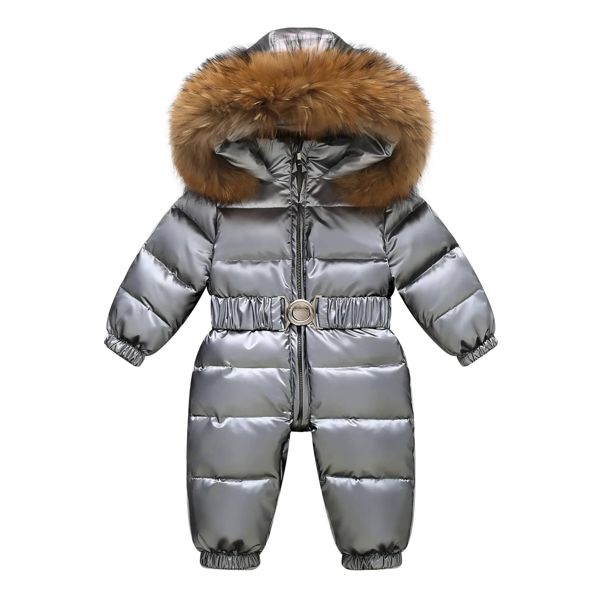Pavoco Kinder-Schneeanzüge Grau / 12-18M Gefütterter Winteroverall für Kinder warm wasserdicht mit Kapuze und elastischem Gürtel