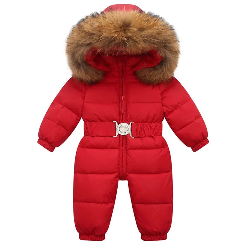 Pavoco Kinder-Schneeanzüge Rot / 12-18M Gefütterter Winteroverall für Kinder warm wasserdicht mit Kapuze und elastischem Gürtel