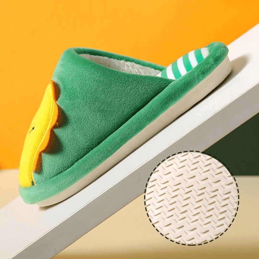 Pavoco Kinder Schuhe Kuschelige Hausschuhe für Kinder warm rutschfest Dino-Design Freizeit