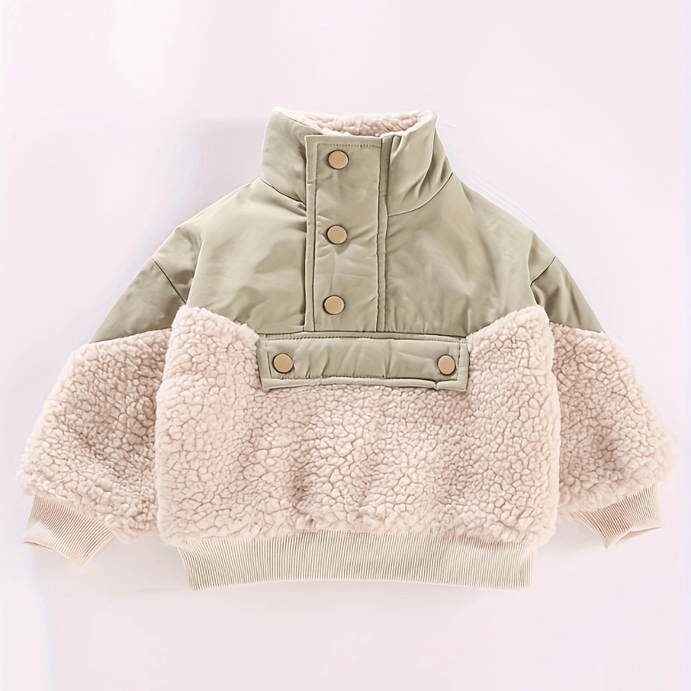 Pavoco Kinderpullover & -jacken Khaki / 80 Dicke Strickjacke für Kinder hochgeschlossen warm winterlich bequem