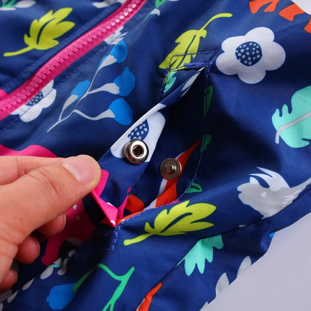 Pavoco Kinderregenjacken Bunte Regenjacke für Kinder mit Dinosaurier Motiv kapuzenschnitt wasserabweisend