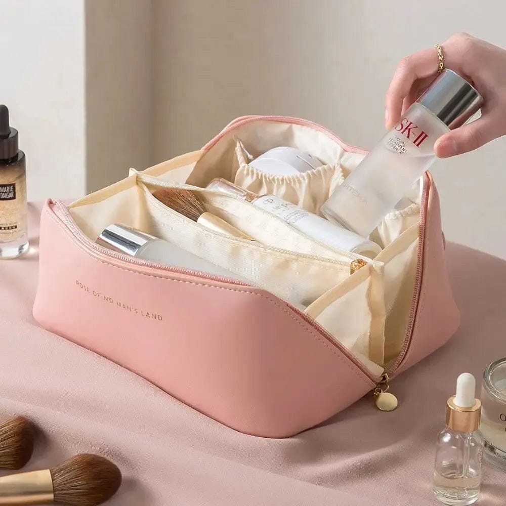 Pavoco Kosmetik- und Make-up-Zubehör Rosa Luxuriöser Make up Organizer für Damen kompakt wasserabweisend ideal für Reisen