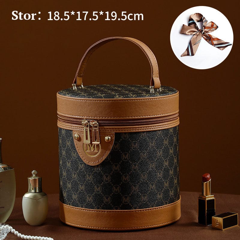 Pavoco Kosmetiktaschen & -etuis Groß / Drucken M Braun Stilvolle Kosmetiktasche für Damen wasserabweisend mit Spiegel PU-Leder elegant