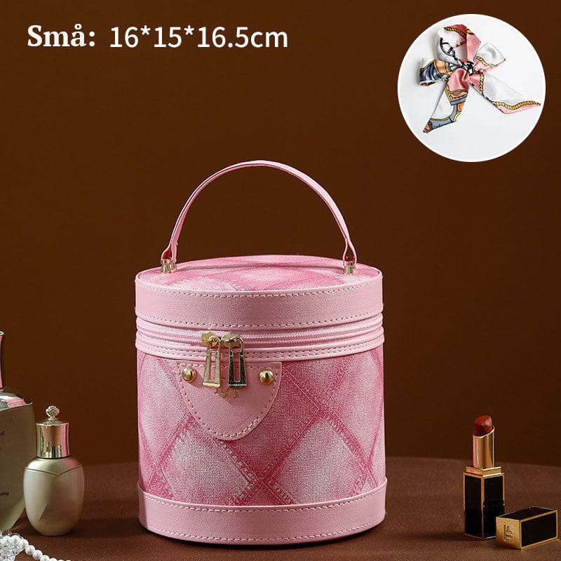 Pavoco Kosmetiktaschen & -etuis Klein / Denim-Rosa Stilvolle Kosmetiktasche für Damen wasserabweisend mit Spiegel PU-Leder elegant