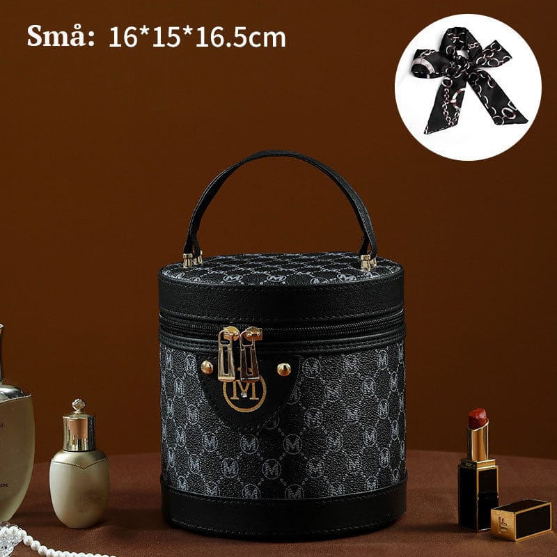 Pavoco Kosmetiktaschen & -etuis Klein / Druck M Schwarz Stilvolle Kosmetiktasche für Damen wasserabweisend mit Spiegel PU-Leder elegant