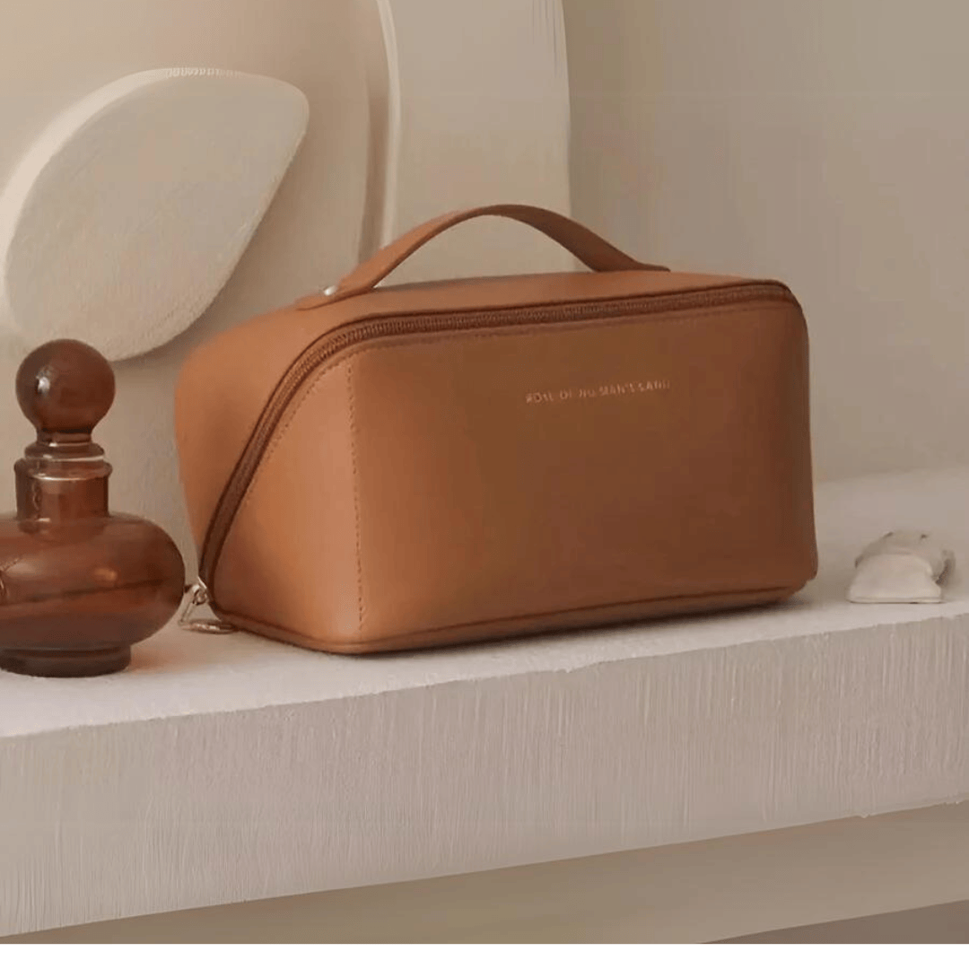 Pavoco Kosmetiktaschen & Organizer Braun Wasserdichte Kosmetiktasche für Damen geräumig elegant für Reisen und Make-up