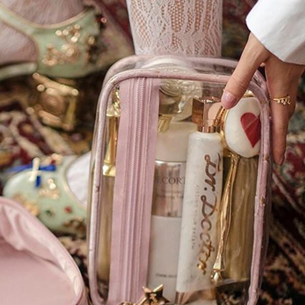 Pavoco Kosmetiktaschen & Organizer Elegante Kosmetiktasche Damen groß aus Samt mit Fächern praktisch für Reisen