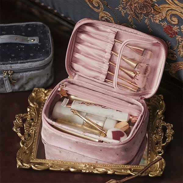 Pavoco Kosmetiktaschen & Organizer Elegante Kosmetiktasche Damen groß aus Samt mit Fächern praktisch für Reisen