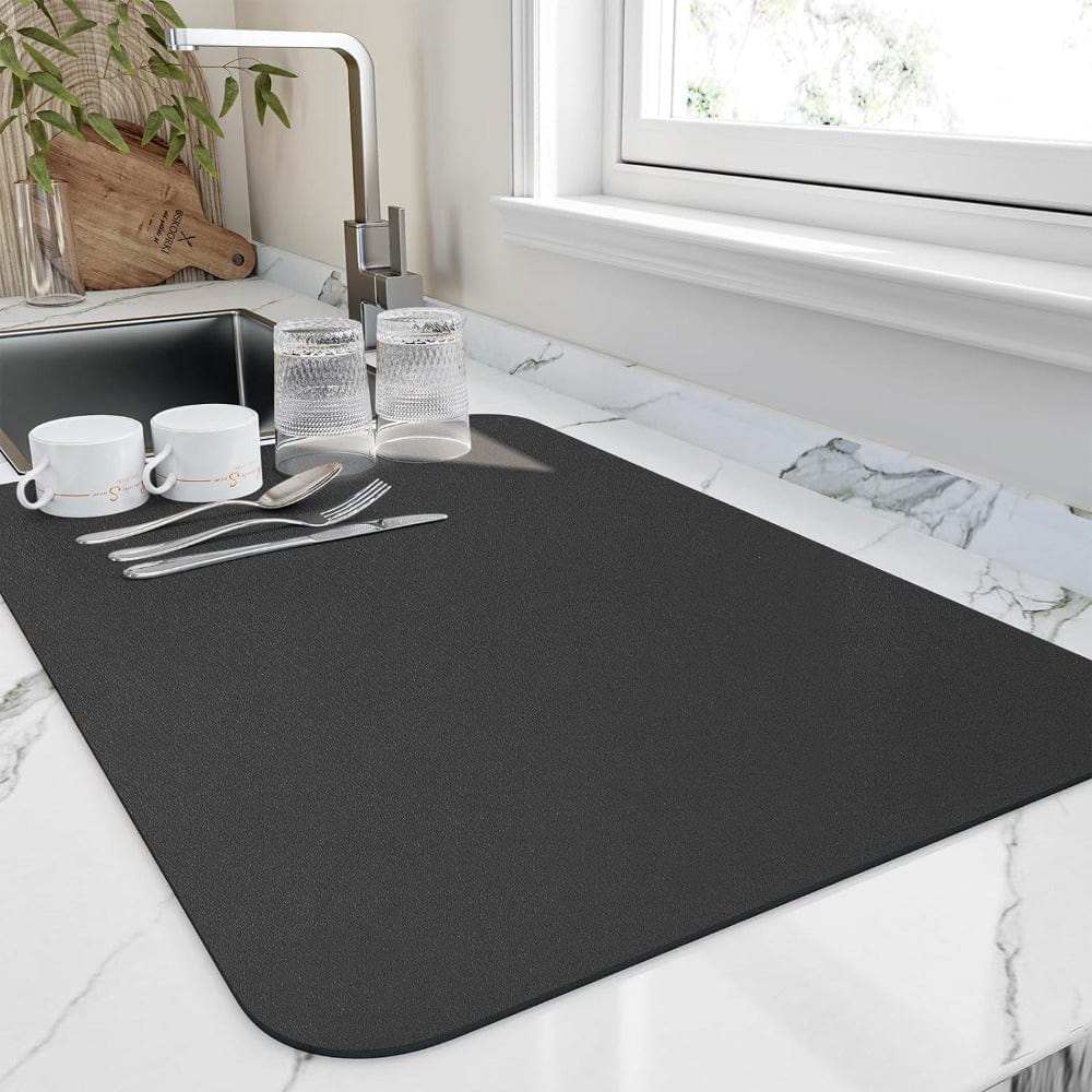 Pavoco Küchenmatten & Teppiche Schwarz / Klein (40x50cm) Praktische Abtropfmatte für Unisex schnell trocknend hygienisch