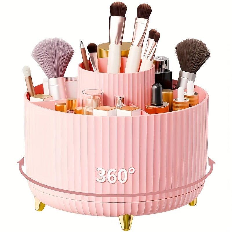 Pavoco Makeup-Organisationsprodukte Rosa Stilvoller Make Up Organizer für Damen drehbar Kunststoff 5 Fächer kompakt
