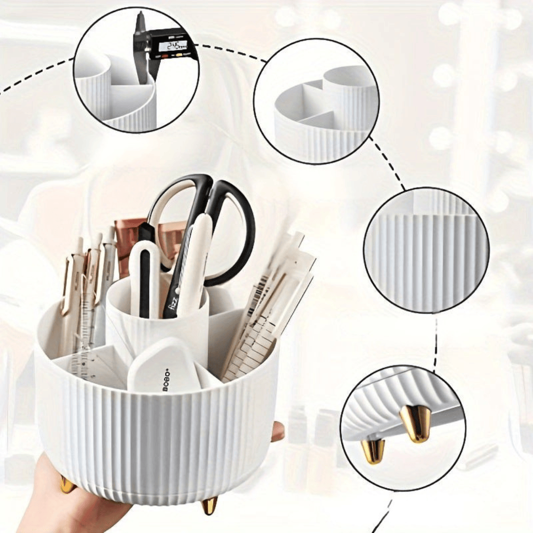 Pavoco Makeup-Organisationsprodukte Stilvoller Make Up Organizer für Damen drehbar Kunststoff 5 Fächer kompakt