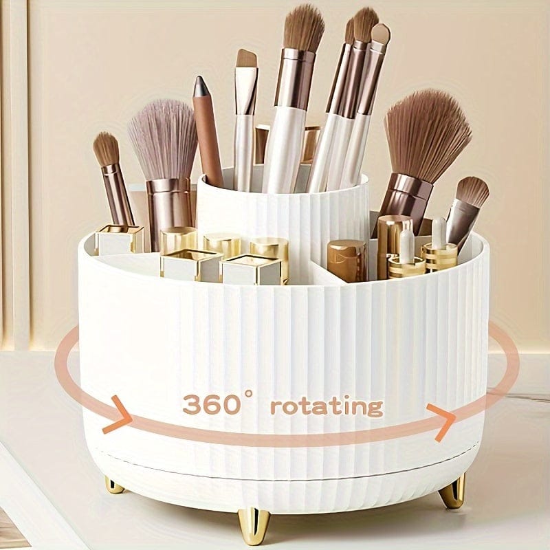 Pavoco Makeup-Organisationsprodukte Weiß Stilvoller Make Up Organizer für Damen drehbar Kunststoff 5 Fächer kompakt