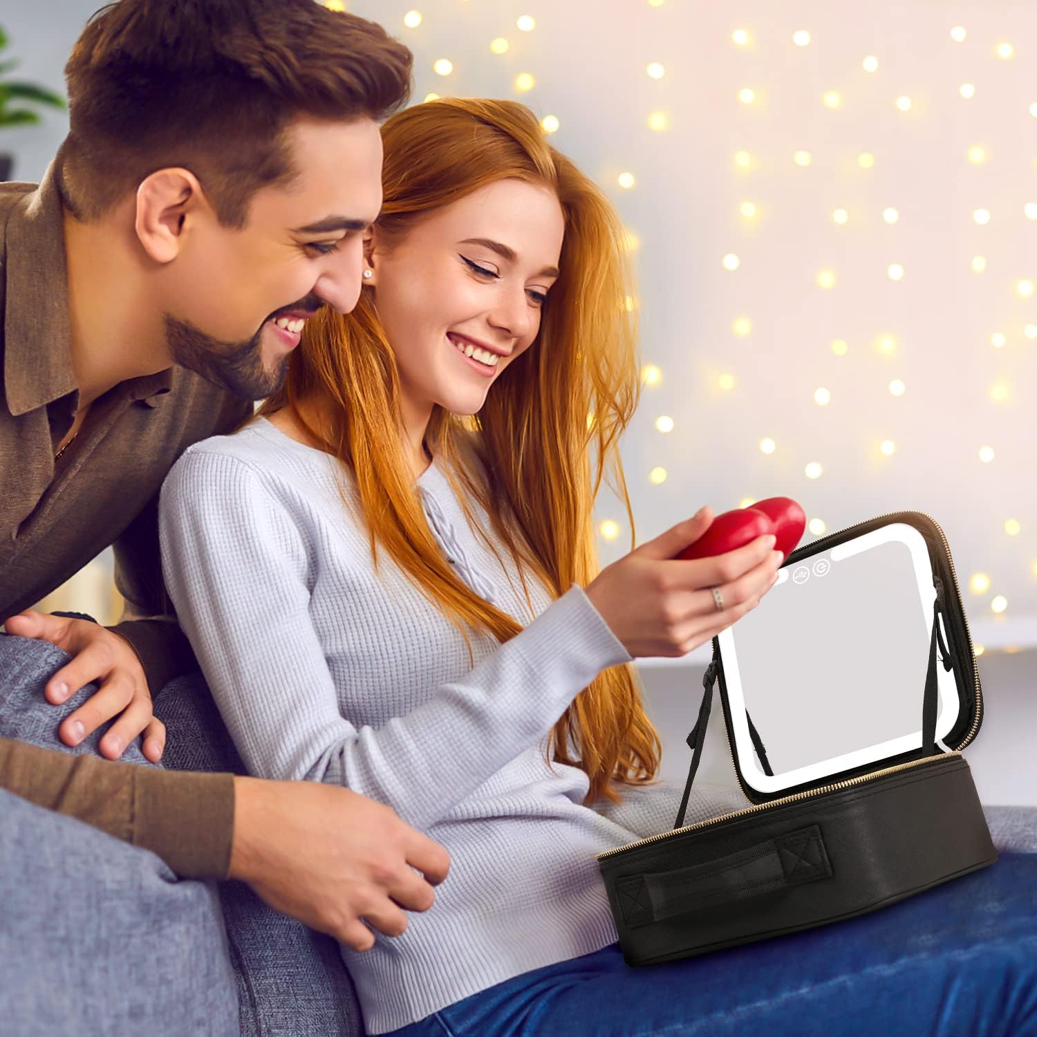 Pavoco Makeup-Zubehör Eleganter Make Up Organizer für Damen kompakt mit LED Spiegel für unterwegs