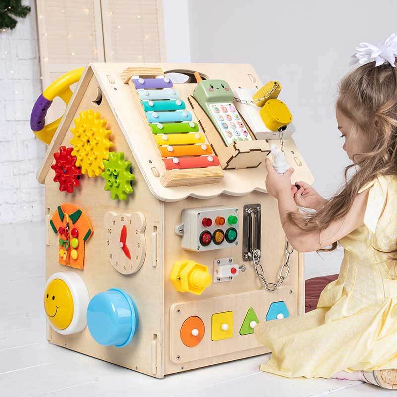 Pavoco Montessori Spielzeug Original Holz Multifunktionales Holzspielzeug für Kinder ab 2 Jahren sicher lehrreich kreativ