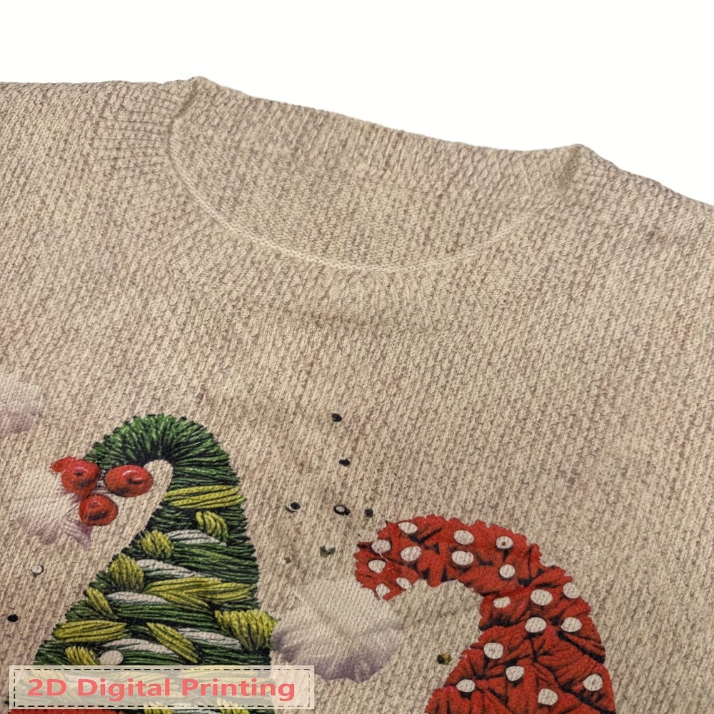 Pavoco Pullover Lustiger Weihnachtspullover für Damen warm mit Wichtel-Stickerei bequem Winter