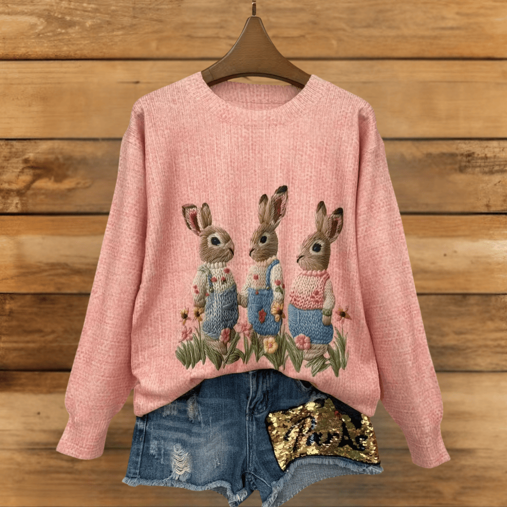 Pavoco Pullover Rosa / S Lustiger Weihnachtspullover für Damen bequem mit Katzenmotiv Winter