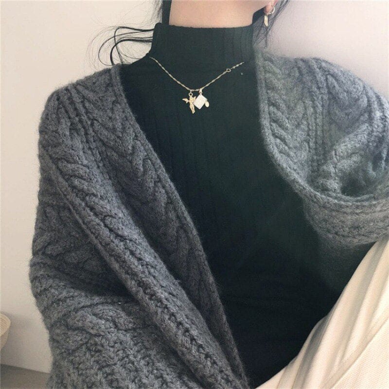 Pavoco Pullover & Strickjacken Bequeme Strickjacke für Damen aus Wolle langarm zeitlos elegant Winter