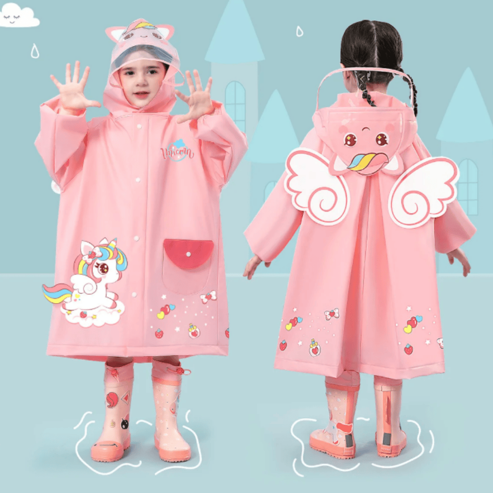 Pavoco Regenbekleidung Bunte Kinderjacke leicht faltbar wasserdicht mit Tiermuster für Spiel und Spaß