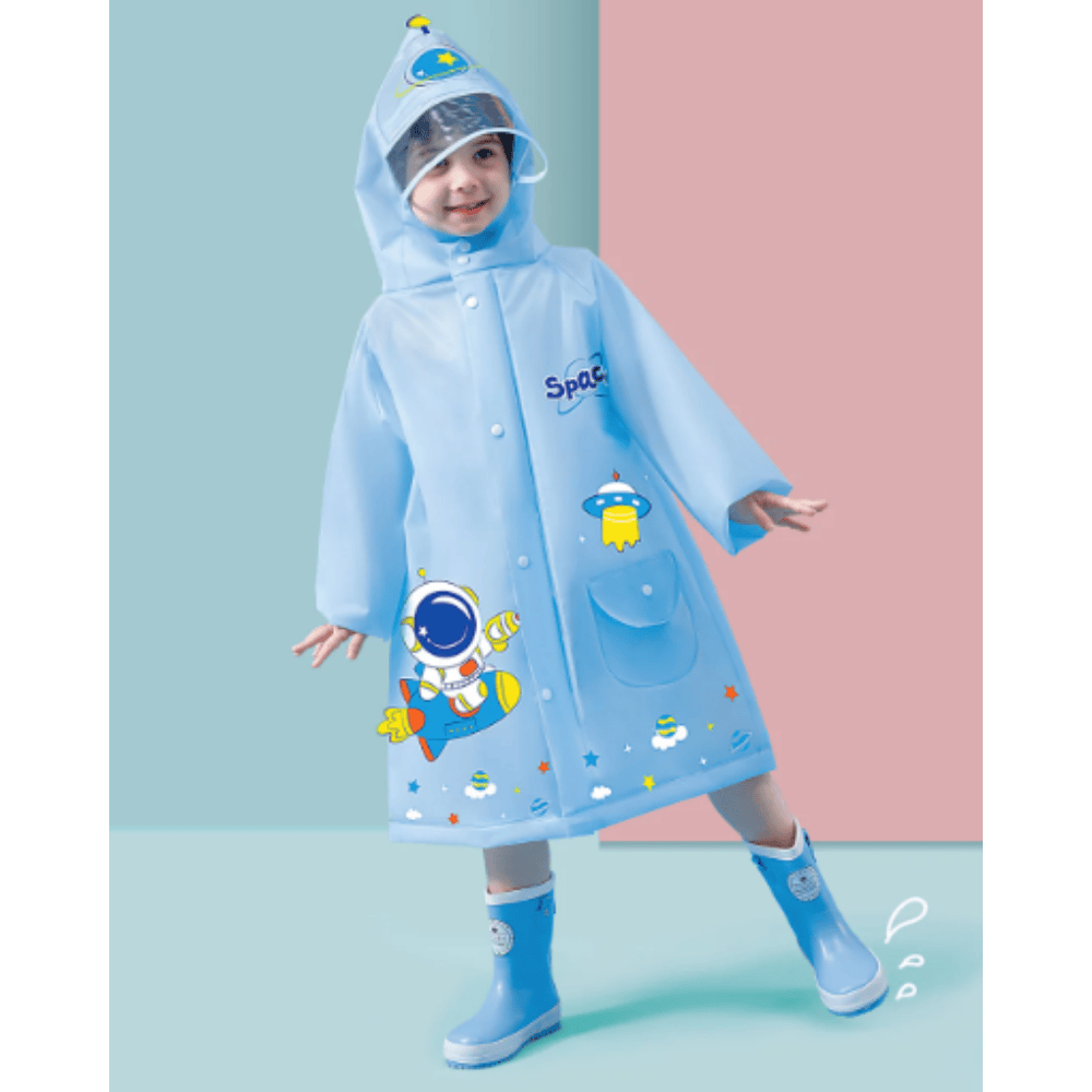Pavoco Regenbekleidung Himmelblau / S Bunte Kinderjacke leicht faltbar wasserdicht mit Tiermuster für Spiel und Spaß
