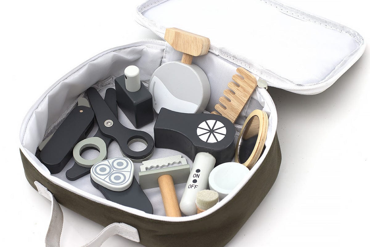 Pavoco Rollenspielspielzeug Default Kreatives Friseurspielzeug für Kinder aus Holz mit Gürteltasche langlebig und sicher