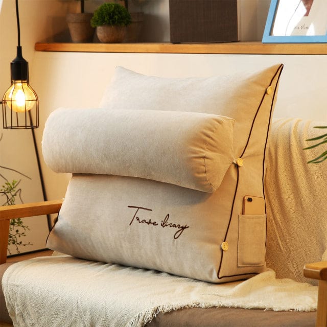 Pavoco Rückenpolster Beige Atmungsaktives Rückenstützkissen für Erwachsene dreieckig vielseitig für Sofa und Stuhl