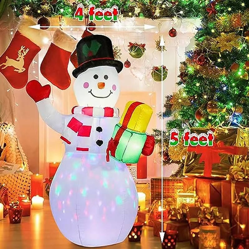Pavoco Saisonale Dekoration Default Wetterfester Aufblasbarer Schneemann für Außen Weihnachtsdekoration mit LED-Lichtern