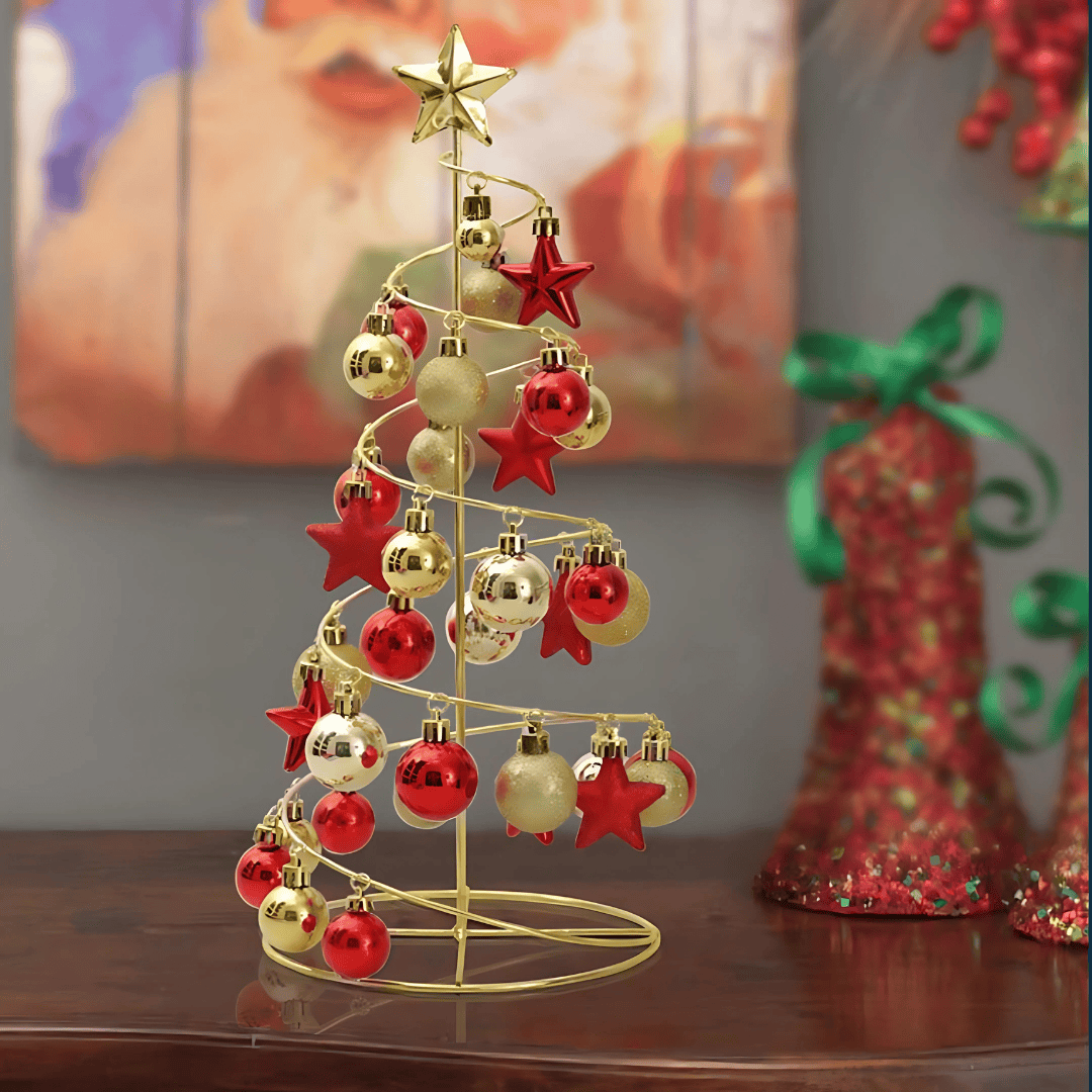 Pavoco Saisonale Dekorationen Default Eleganter Tisch Weihnachtsbaum kompakt mit goldenen Ornamenten Weihnachten