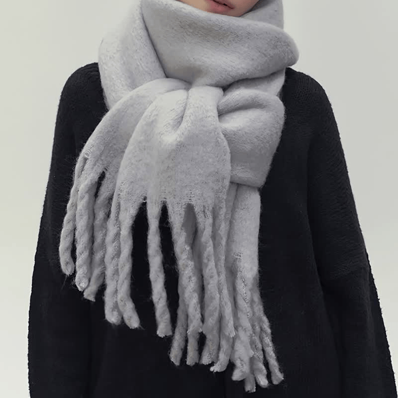 Pavoco Schals Grau / Einheitsgröße Weicher Winterschal für Damen gestrickt stilvoll warm aus Kaschmir Winter