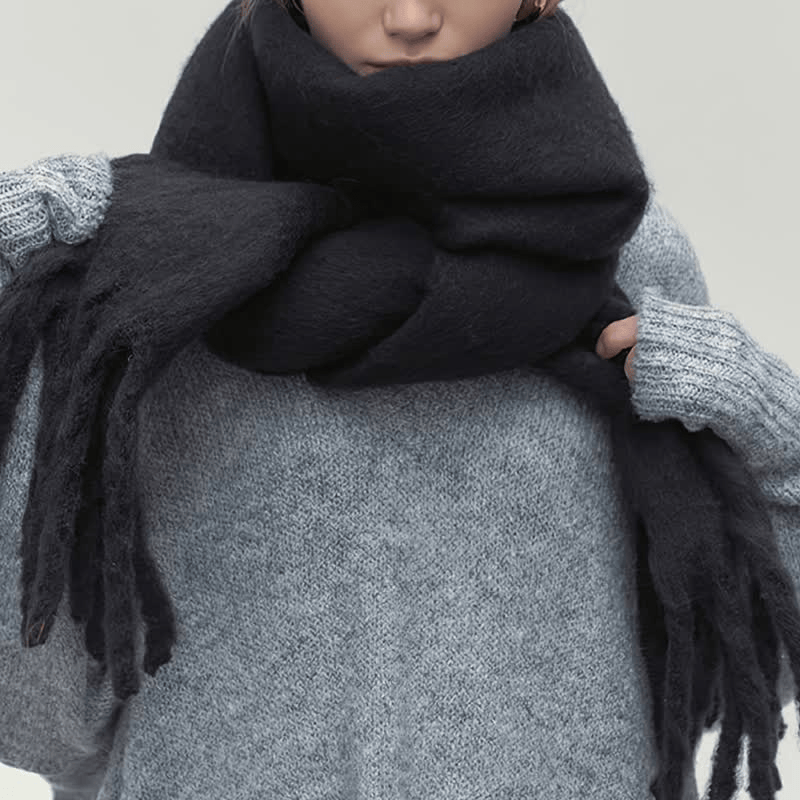 Pavoco Schals Schwarz / Einheitsgröße Weicher Winterschal für Damen gestrickt stilvoll warm aus Kaschmir Winter