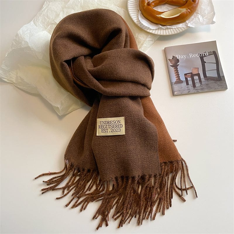 Pavoco Schals & Tücher Braun Luxuriöser Pashmina Schal für Damen doppelseitig mit Quasten elegant warm Winter