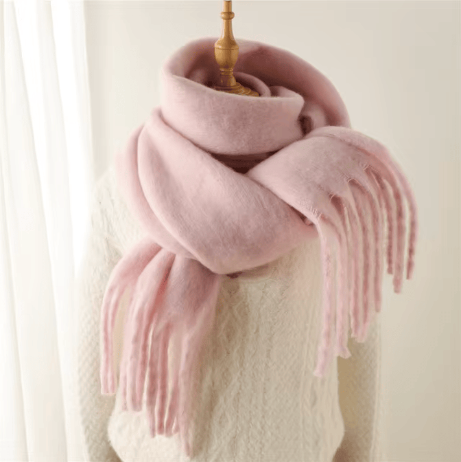 Pavoco Schals & Tücher Hellrosa Eleganter Winterschal für Damen warm aus Pashmina vielseitig für Winter